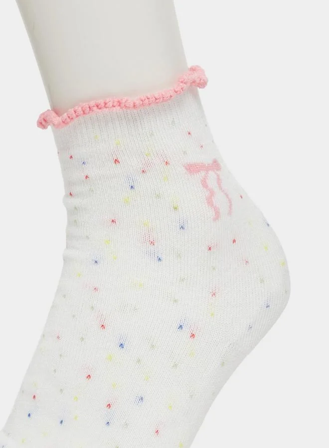 Styli Pack of 5 - White Crew Socks with Ruffle Trim